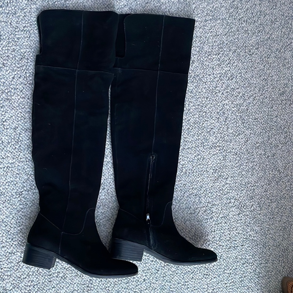 Black suede healed over the knee boots by Steve Madden